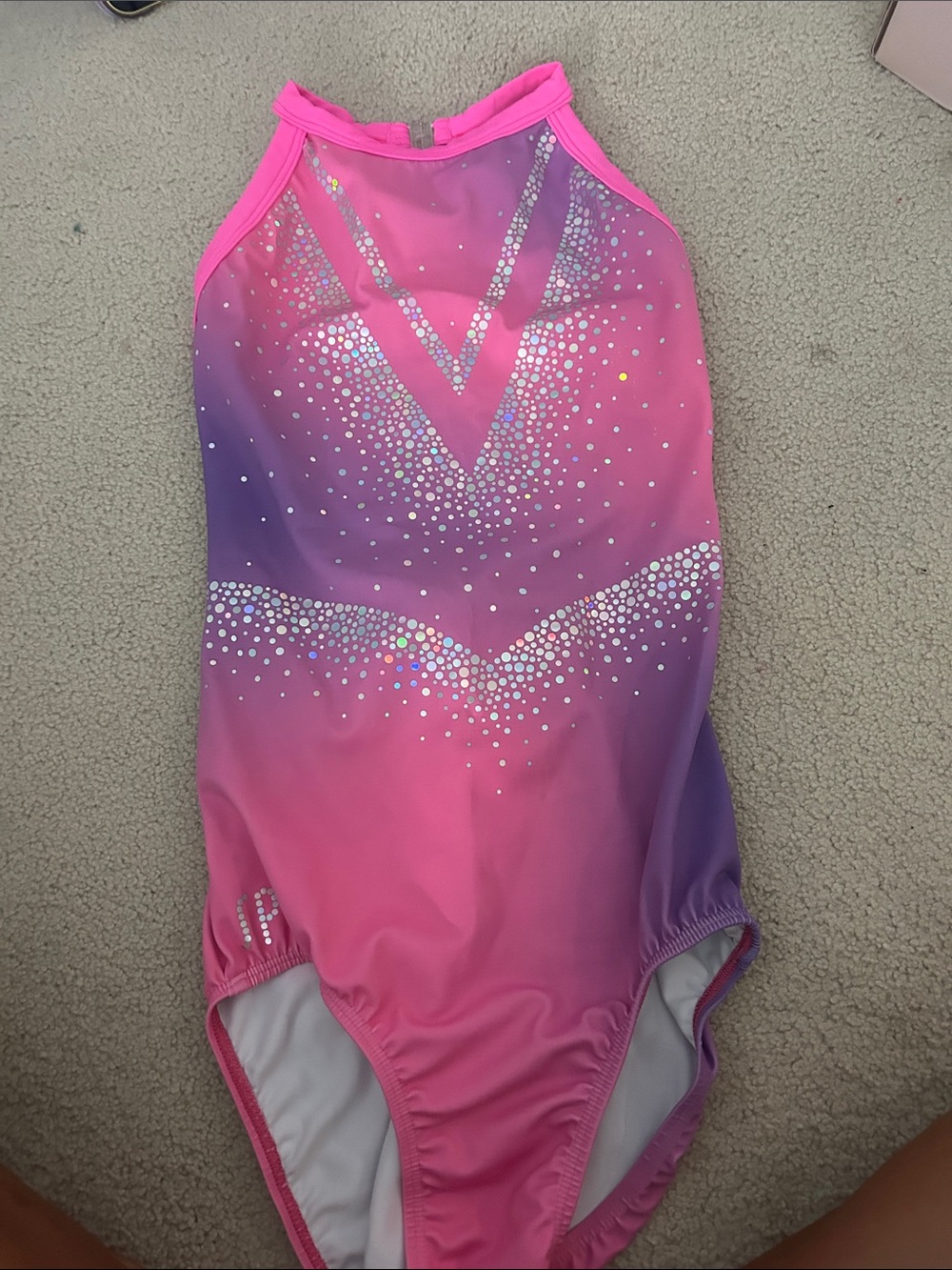 Sylvia P Pink & Purple Ombre Sparkle Athletic Leotard